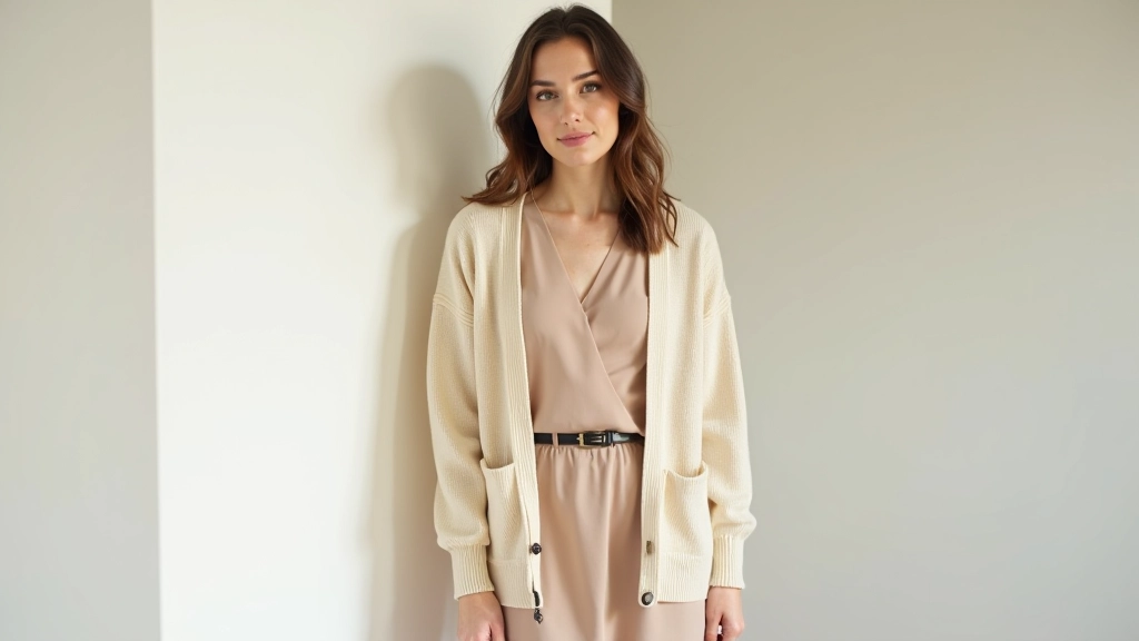 Seasonal wardrobe transition showing spring and autumn layering pieces organized by color and style